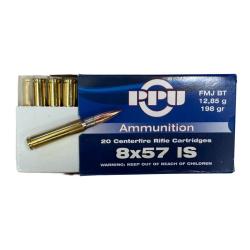 PPU PARTIZAN - Boite de 20 Cartouches Munitions Mauser 8x57 JS PPU FMJ BT 198 gr
