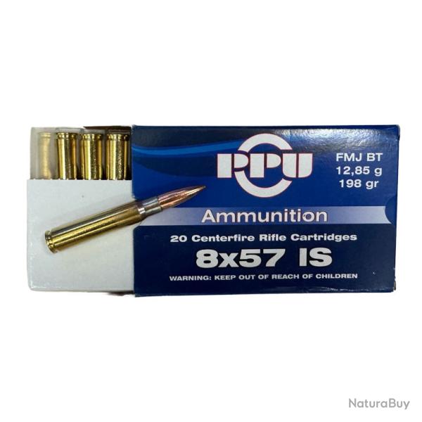 PPU PARTIZAN - Boite de 20 Cartouches Munitions Mauser 8x57 JS PPU FMJ BT 198 gr