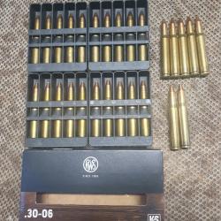 lot de 27 cartouches RWS de calibre 30-06 &agrave; balle KS de 165 grs / 10,7 g