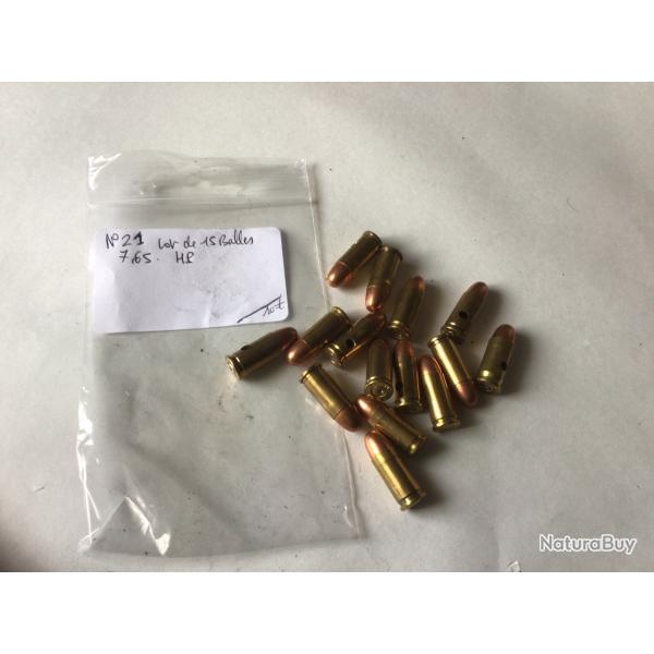 VENDU PAR LE-CUIRASSIER N�21 LOT DE 15 BALLES DE CALIBRE 7,65 MM NEUTRALISEES