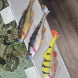 LOT DE 3 LEURRES SOUPLES - WESTIN - ORIGINAL PERCHE SHADTAIL - 18 CM 61 GR