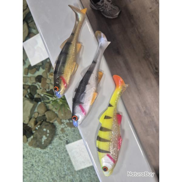 LOT DE 3 LEURRES SOUPLES - WESTIN - ORIGINAL PERCHE SHADTAIL - 18 CM 61 GR