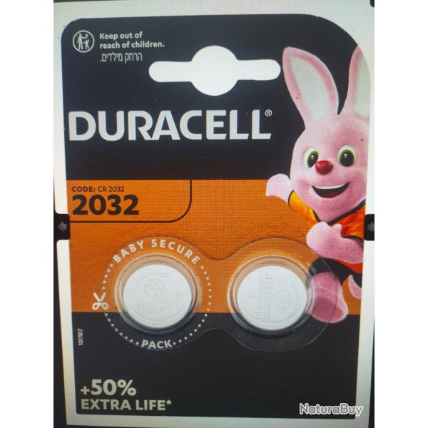 Pack de deux piles cr2032 lithium 3 volts duracell