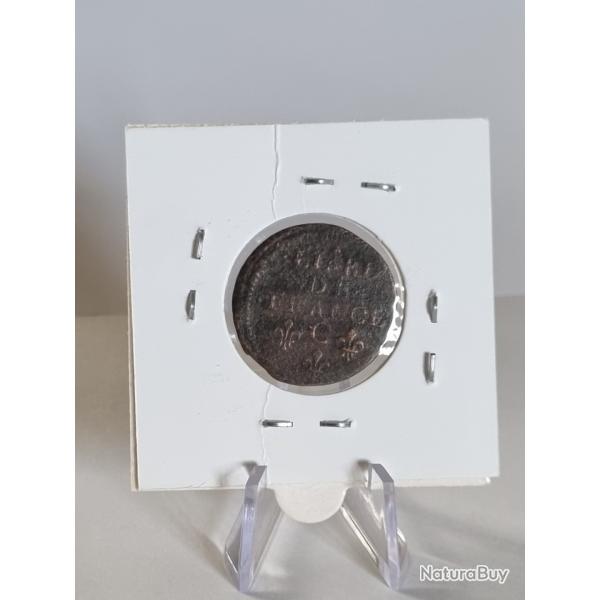 Liard de France 1656 C Louis XIV au buste juv�nile - Caen