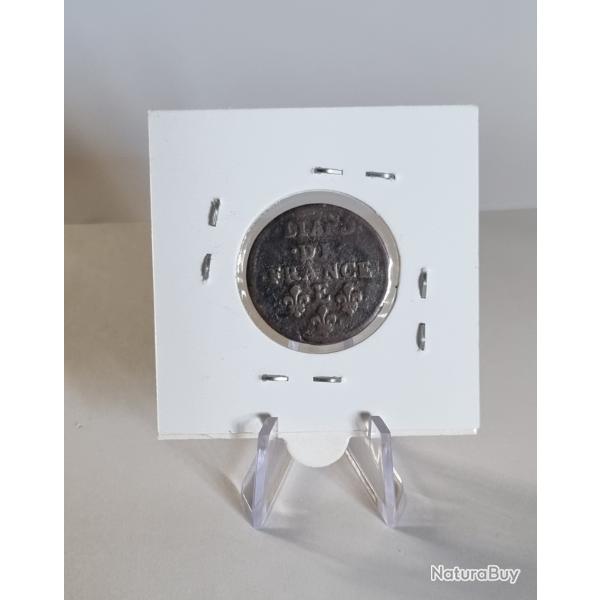 Liard de France 1656 E Louis XIV au buste juv�nile , Meung-sur-Loire