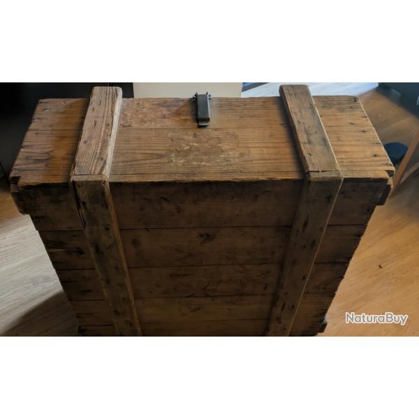 WW1/WW2 ALLEMAGNE CAISSE EN BOIS MILITAIRE ALLEMANDE AVEC MARQUAGES 73 CM SUR 75 CM SUR 34 CM