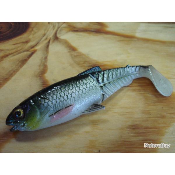 SAVAGE GEAR LOT DE 5 CRAFT CANNIBAL PADDLE TAIL 12CM - GREEN SILVER UV