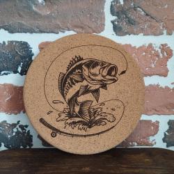 Dessous de plat en li&egrave;ge &Oslash; 19 cm - Motif poisson - D&eacute;coration p&ecirc;che