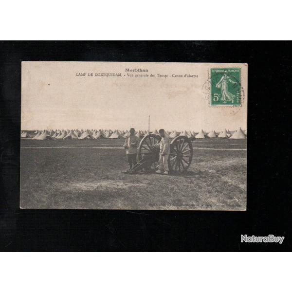 camp de coetquidan vue g�n�rale des tentes canon d'alarme , artillerie , morbihan cpa