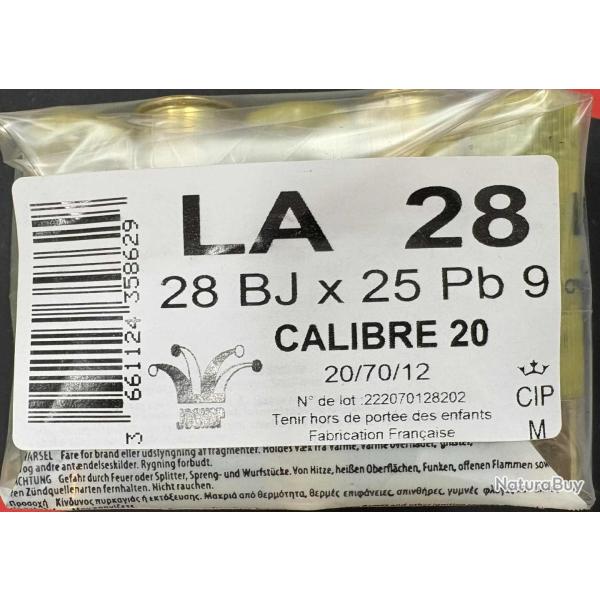Cartouches JOCKER calibre 20/70 LA 28g BJ N�9 x25