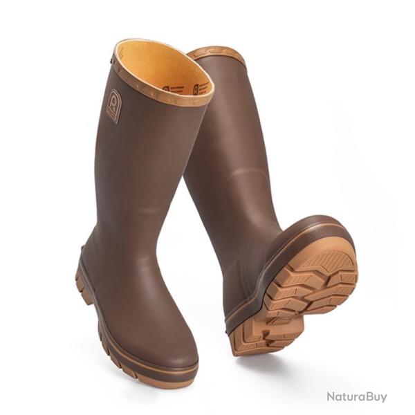 Botte en caoutchouc marron Rouxhette SILO doublure polyamide