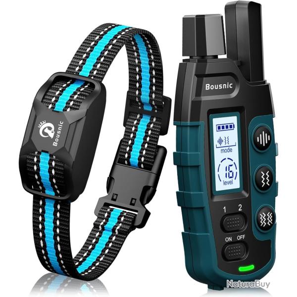 Collier de Dressage Chien Etanche IPX7 Port�e 3000m 3 Modes BIP Vibration Double Vibration �cran LCD