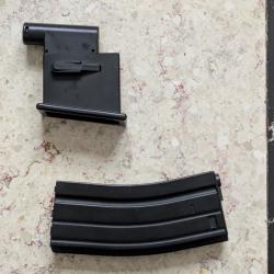 adaptateur salamandre chargeur type M4 pour r&eacute;plique pompe airsoft avec un chargeur Hi cap