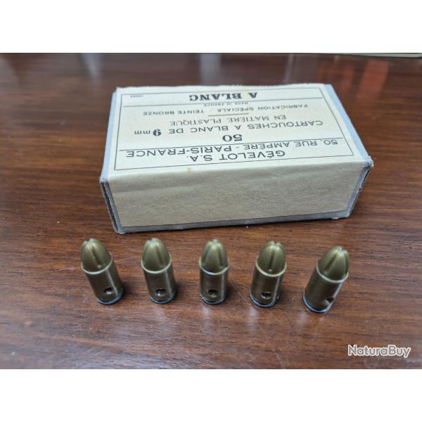 vend lot de 5 cartouches 9mm d' exercice en plastique neutralis�