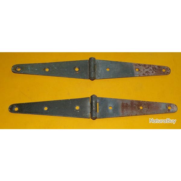 ARMEE AMERICAINE U.S : LOT DE 2 CHARNIERES  POUR CAISSE EN BOIS DE L'ARMEE AMERICAINE , BON  ETAT  V