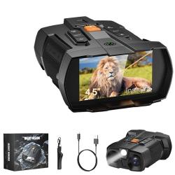 Jumelles Vision Nocturne 4K  &Eacute;cran IPS  Zoom 10x IR 850 nm 7 Niveaux Port&eacute;e 800 m Batterie 5000 mAh