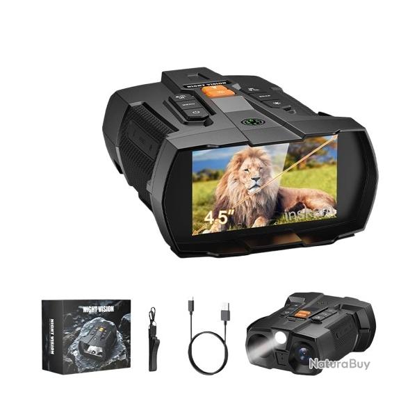 Jumelles Vision Nocturne 4K  �cran IPS  Zoom 10x IR 850 nm 7 Niveaux Port�e 800 m Batterie 5000 mAh