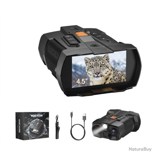 Jumelles Vision Nocturne 4K �cran IPS IR 850nm 800m Batterie 5000mAh USB-C Observation Chasse HD