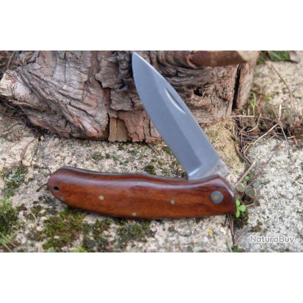 Couteau de Grand P�re Le Discret Lame Acier Inox Manche Bois Fabric Artisanale Slip Joint 001