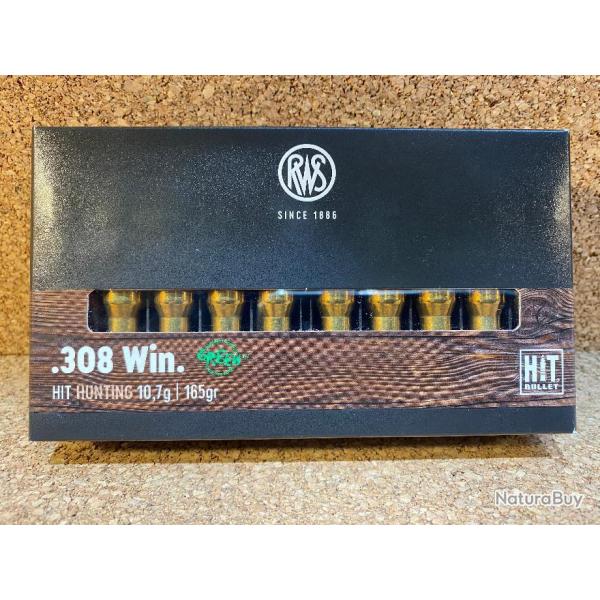 2 BOITE DE MUNITION GRANDE CHASSE RWS 308 WIN HIT 10.7gr