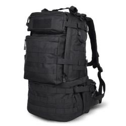 Sac &agrave; Dos Tactique 50L Nylon Ultra R&eacute;sistant Cadre Int&eacute;gr&eacute; Camping Randonn&eacute;e Trekking Chasse Noir