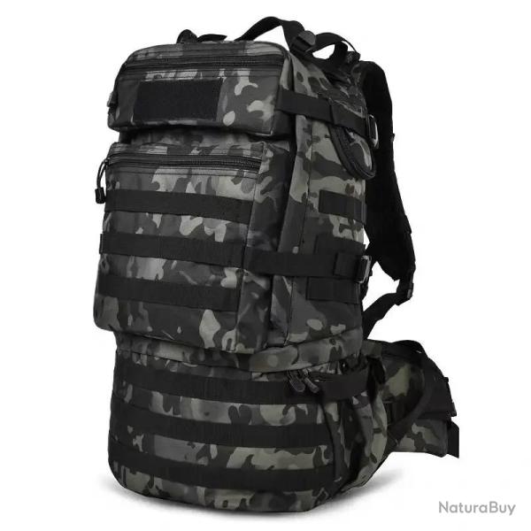 Sac � Dos Tactique 50L Nylon Ultra R�sistant Cadre Int�gr� Camping Randonn�e Trekking Chasse Camo