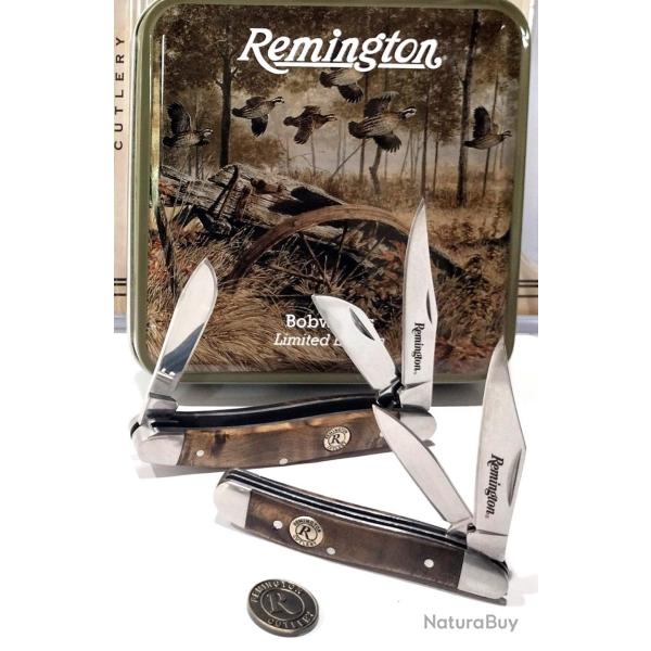 Coffret Cadeau Remington Bob White Couteau de Poche 2 Lames Acier Inoxydable Manche Bois Collector
