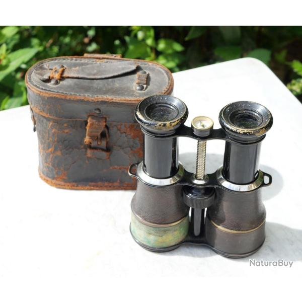 ARM�E FRAN�AISE - Jumelles SIRIUS officier fran�ais avec �tui et petite boussole sur l'axe BAG2