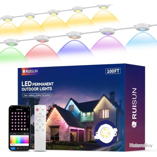 �clairage Ext�rieur Permanent 30M Light RGBCW (2700K-6500K) Guirlande Lumineuse Intelligente pour le
