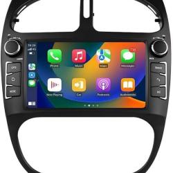 Autoradio Android 14 Pouces &Eacute;cran Tactile 4 coeurs pour Peugeot 206 206cc 2000-2008 WiFi CarPlay/And