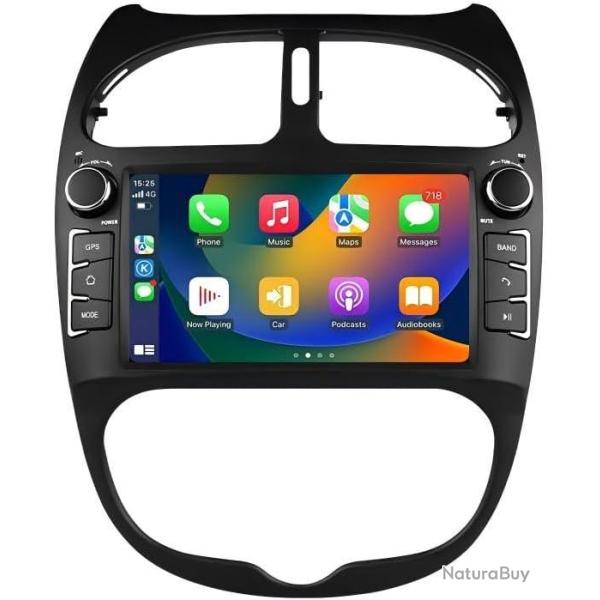 Autoradio Android 14 Pouces �cran Tactile 4 coeurs pour Peugeot 206 206cc 2000-2008 WiFi CarPlay/And