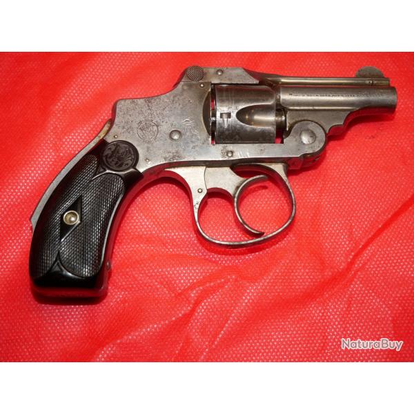 Revolver Smith Wesson Safety Bicycle Hammerless 2nd model Canon 2'' Calibre 32 dans son jus