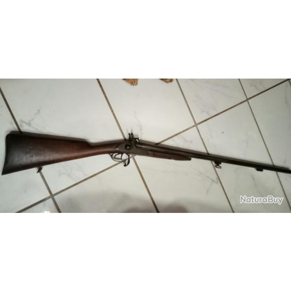 FUSIL A PERCUSSION A POUDRE NOIRE DOUBLE CANONS