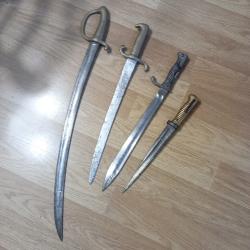 Lot d'armes blanches &agrave; restaurer