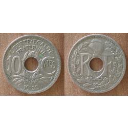 France 10 Centimes 1922 Piece Lindauer Franc