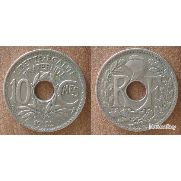 France 10 Centimes 1922 Piece Lindauer Franc