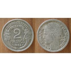 France 2 Francs 1945 Morlon Piece Aluminium Francs