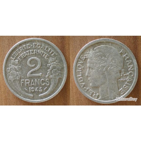 France 2 Francs 1945 Morlon Piece Aluminium Francs