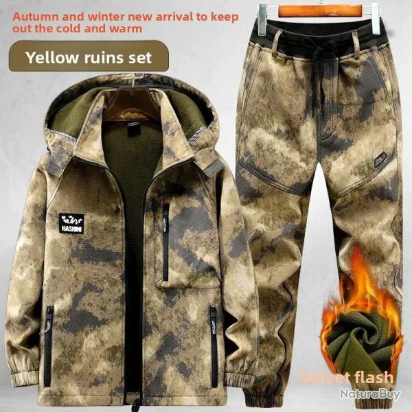 Ensemble v�tement polaire thermique pour homme pour la chasse la p�che le camping