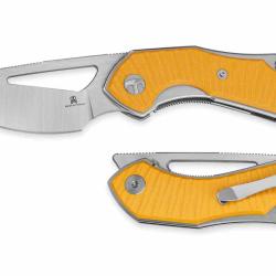 Couteau Bestechman Triassic Lame Acier 14C28N Manche G10 Yellow Liner Lock BTKMK17B