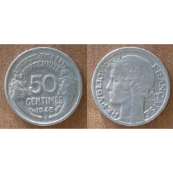 France 50 Centimes 1945 C Castelsarrazin Piece Francs