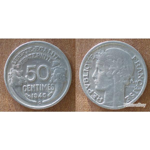 France 50 Centimes 1945 C Castelsarrazin Piece Francs