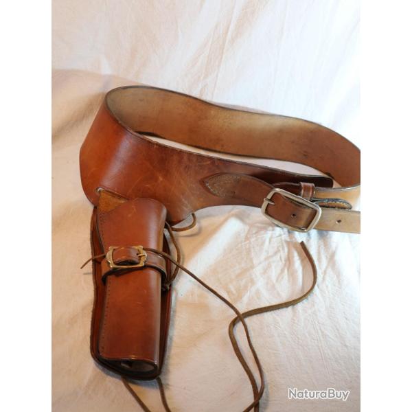 WESTERN - ceinturon et �tui cuir fauve revolver far-west western cavalerie cowboy - FON25WES001