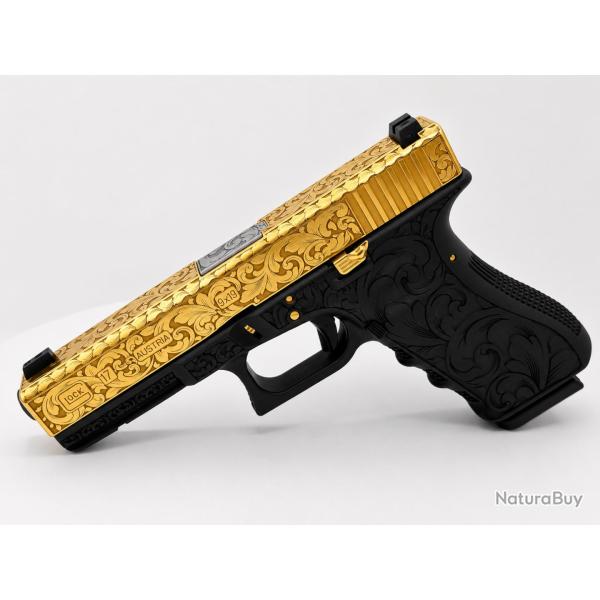 PISTOLET GLOCK 17 GEN4 9X19 CUSTOM INGRAVING OR 24CT