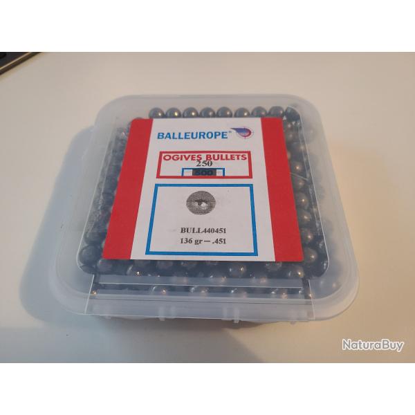 Boulets calibre .44 451 (136gr) pour poudre noire