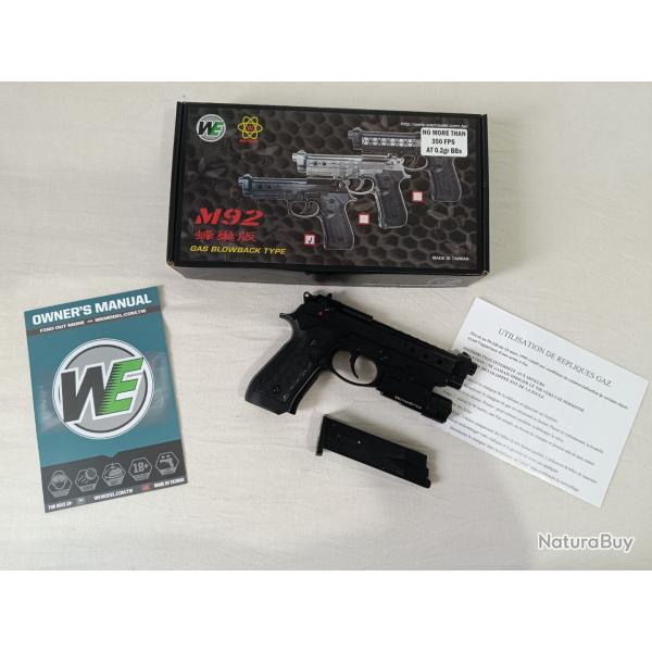 WE M9A1 Hex Cut Black Gaz Semi et Full Auto 25BBs 1J
