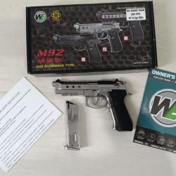 WE M9A1 Hex Cut Silver Gaz Semi et Full Auto 25BBs 1J