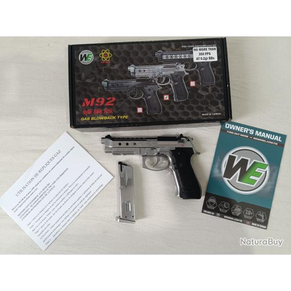 WE M9A1 Hex Cut Silver Gaz Semi et Full Auto 25BBs 1J