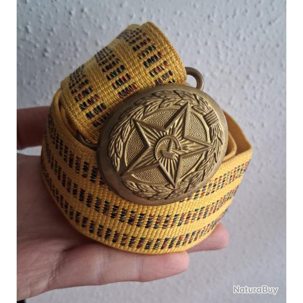 AUTHENTIQUE CEINTURE MILITAIRE D'OFFICIER SOVI�TIQUE TENUE DE PARADE 110 cms