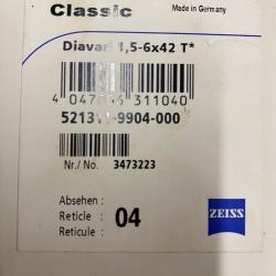 Lunette Zeiss 1,5-6x42 Classic Diavari T* r&eacute;ticule 4 avec montage original blaser R93